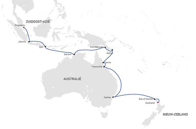 Astounding Australasia routekaart