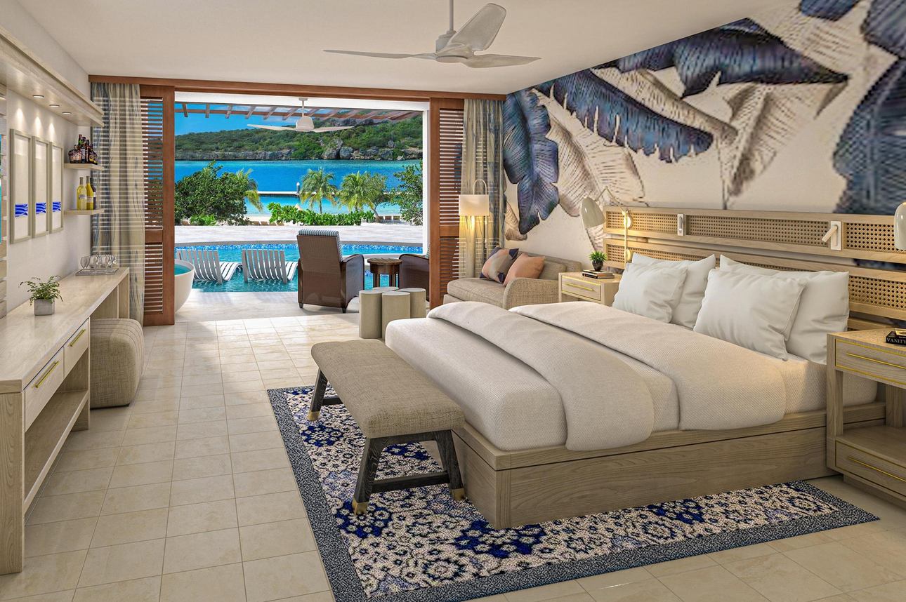 Sandals Royal Curacao - Sunchi Beachfront Swim-up Club Level Junior Suite w/ Patio Tranquility Soaking Tub