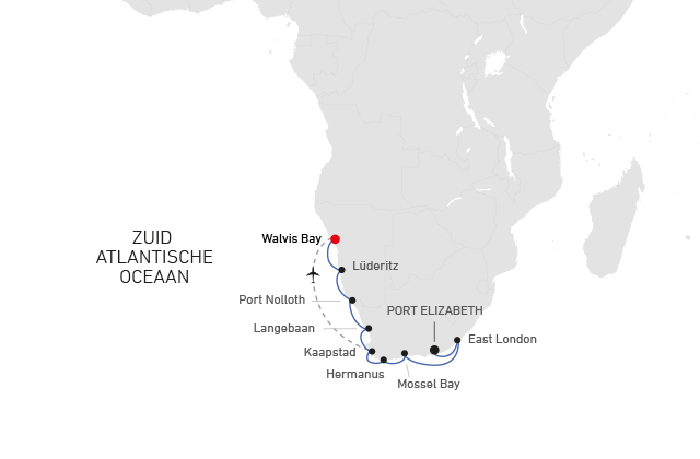 Silversea route Zuid Afrika en Namibi&euml;