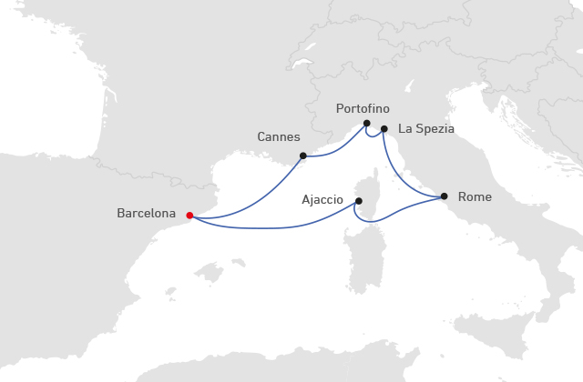 Celebrity Cruises route barcelona Rome