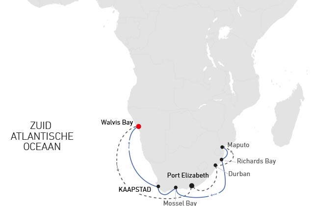 Regent Zuid-Afrika route