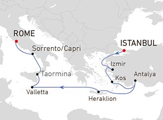 rome istanbul kaart